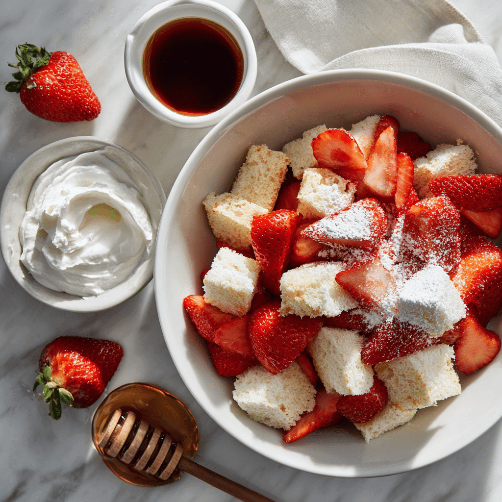 Ingredients for Classic Strawberry Angel Food Cake Trifle