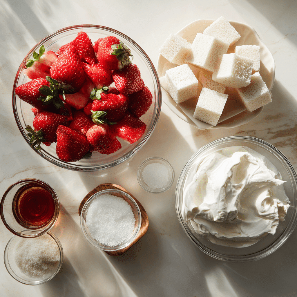 Ingredients for Sugar-Free Strawberry Trifle Cups