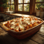 5 ingredient baked ziti dinner in casserole dish