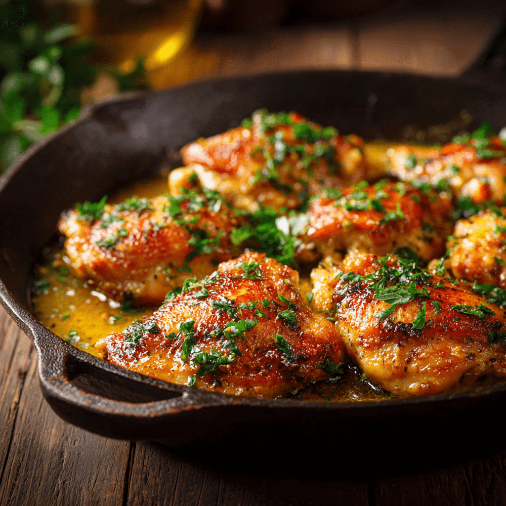 5 ingredient garlic butter chicken in skillet
