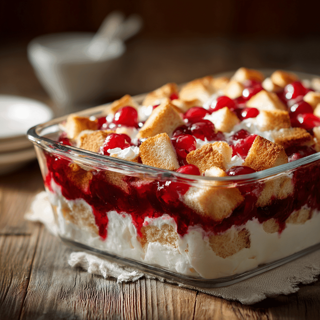 Heaven on Earth Cake with Angel Food Cake layered dessert