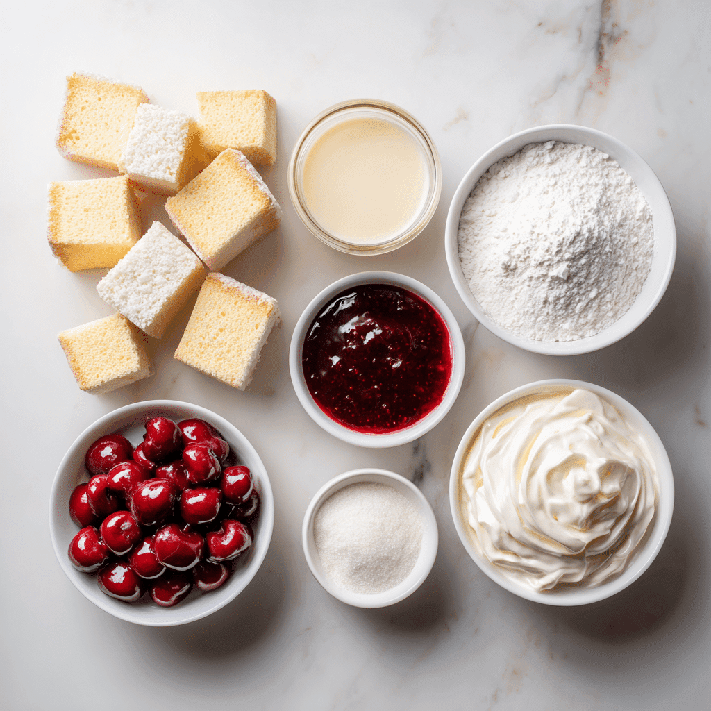 Ingredients for Heaven on Earth Cake with Angel Food Cake