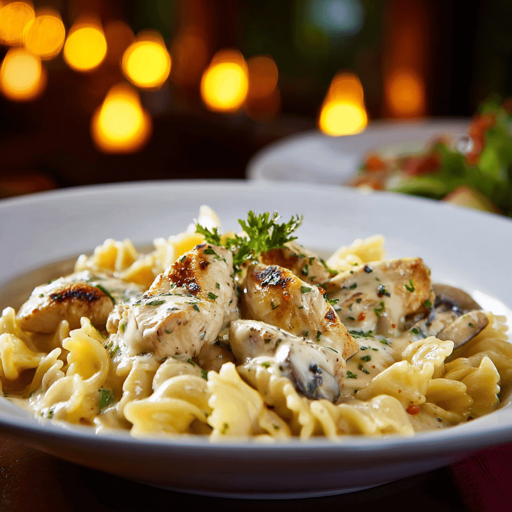 serving creamy chicken pasta