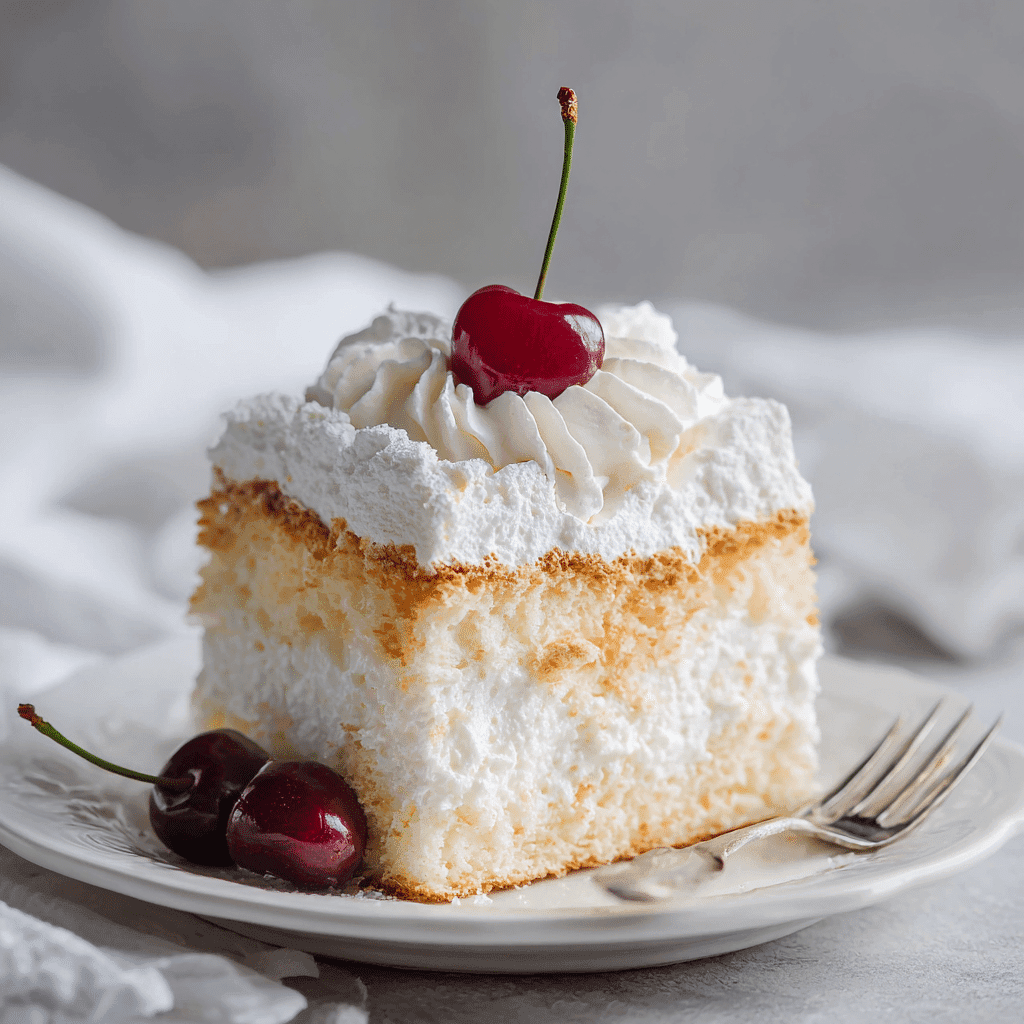 Slice of Heaven on Earth Cake with Angel Food Cake served