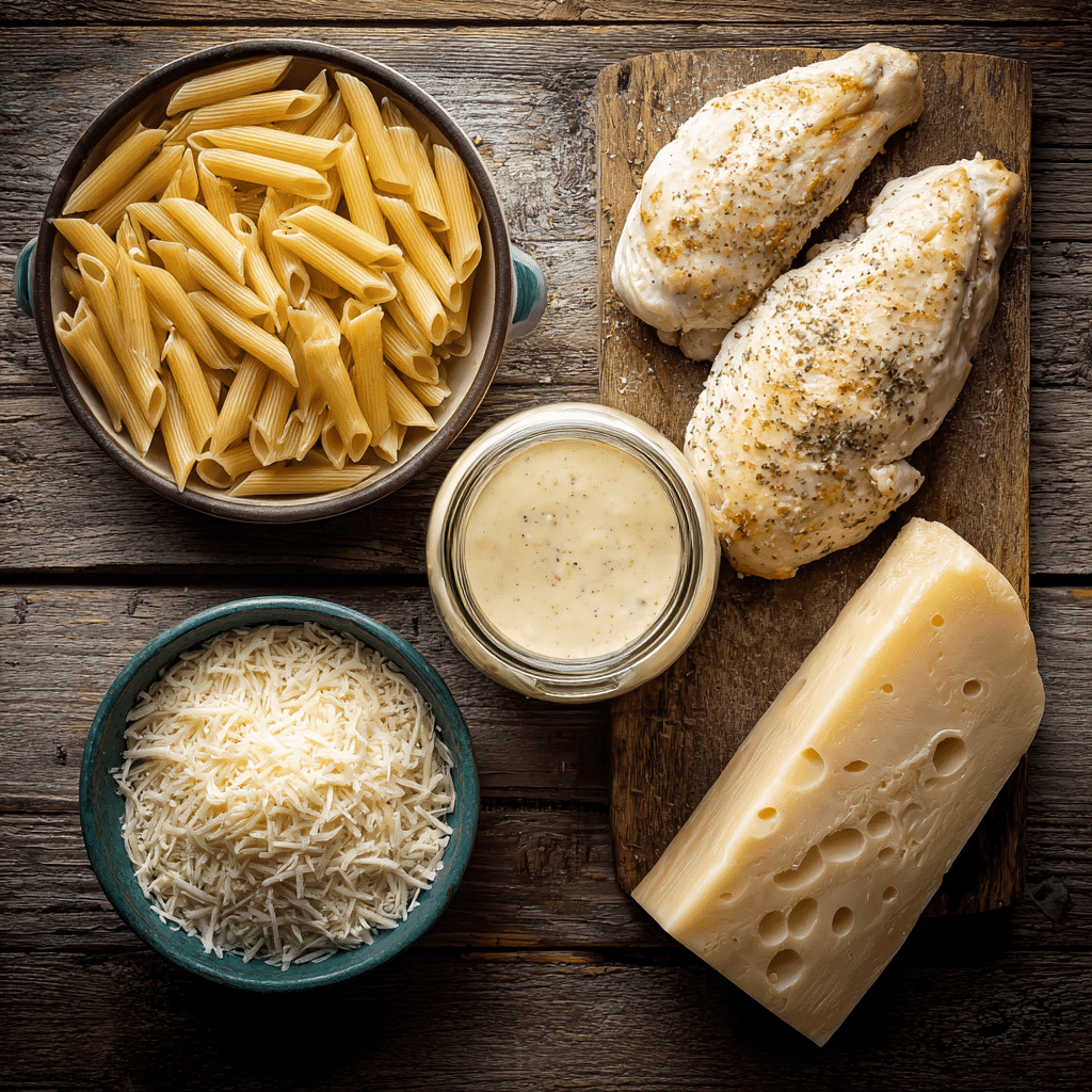 ingredients for 5 Ingredient Chicken Alfredo Bake