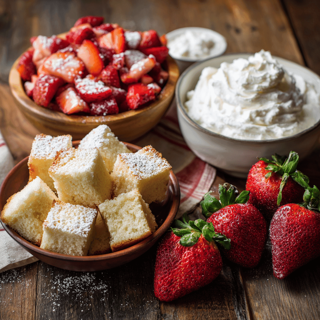 Ingredients for Strawberry Pound Cake Trifle with Whipped Cream