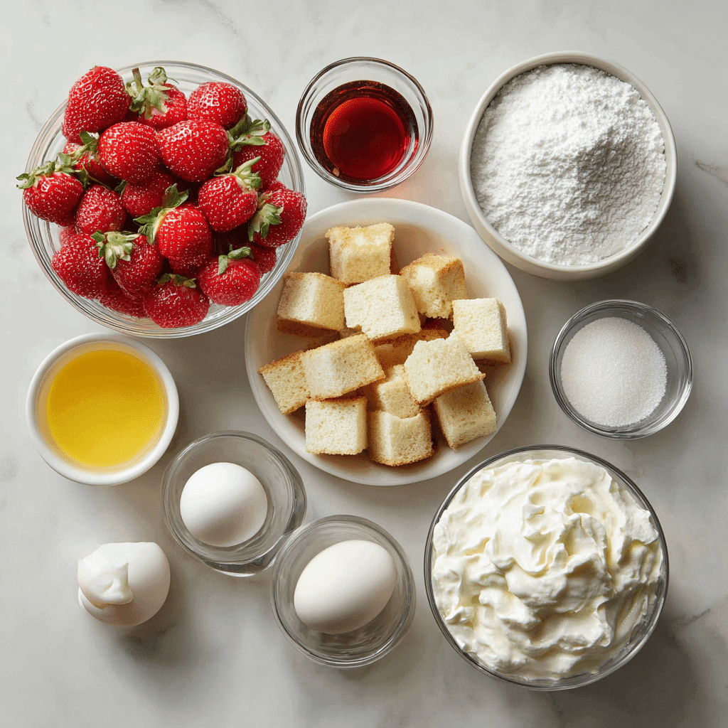 ingredients for strawberry trifle with homemade custard