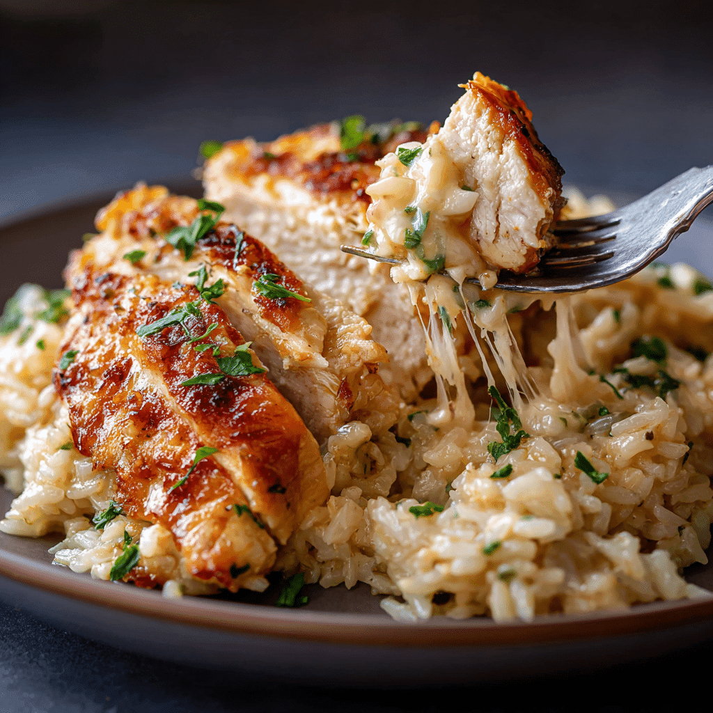 serving chicken and rice bake