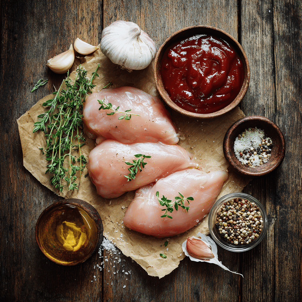 Ingredients for Slow Cooker BBQ Pulled Chicken