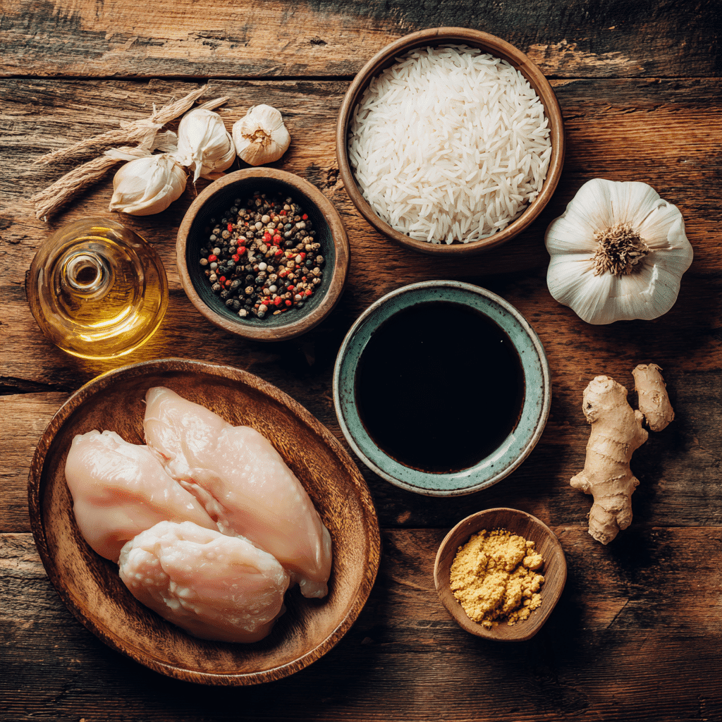 ingredients for crockpot teriyaki chicken and rice