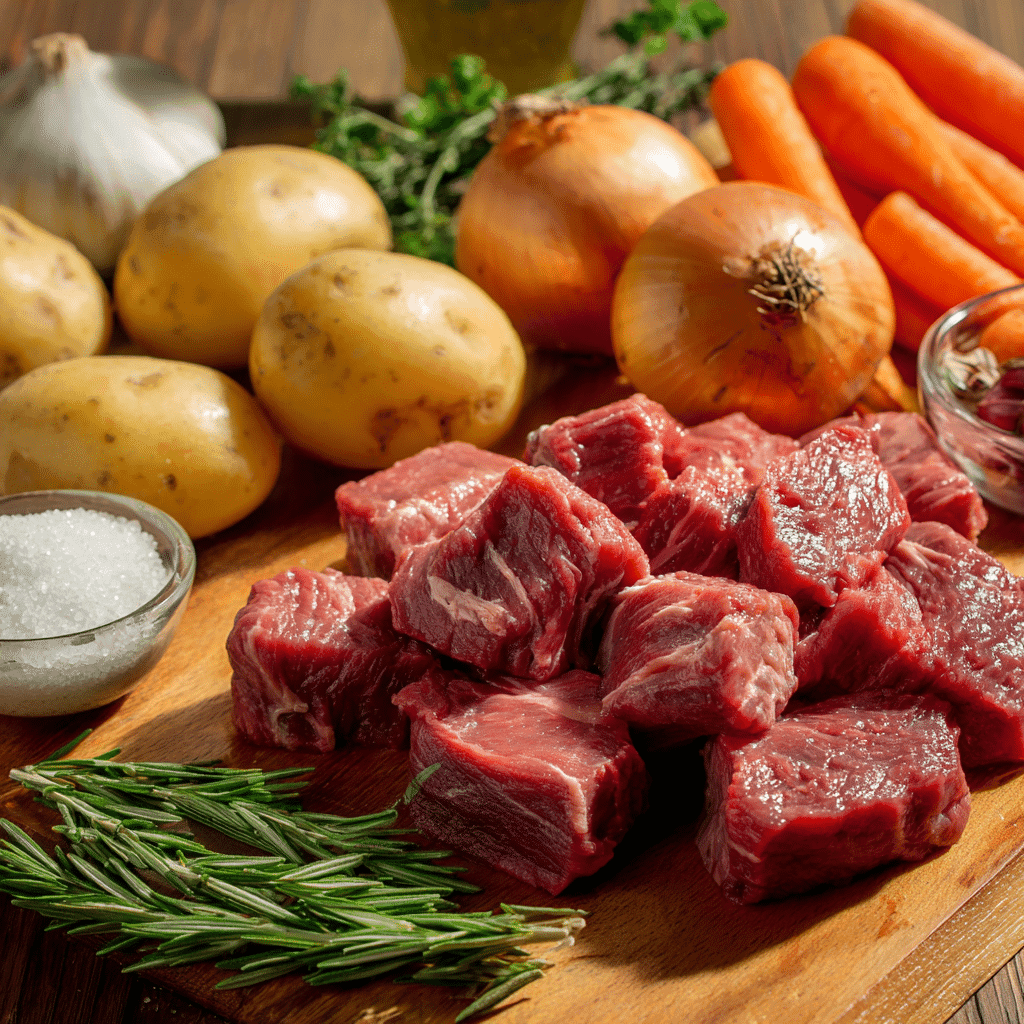 ingredients for slow cooker beef and potato stew