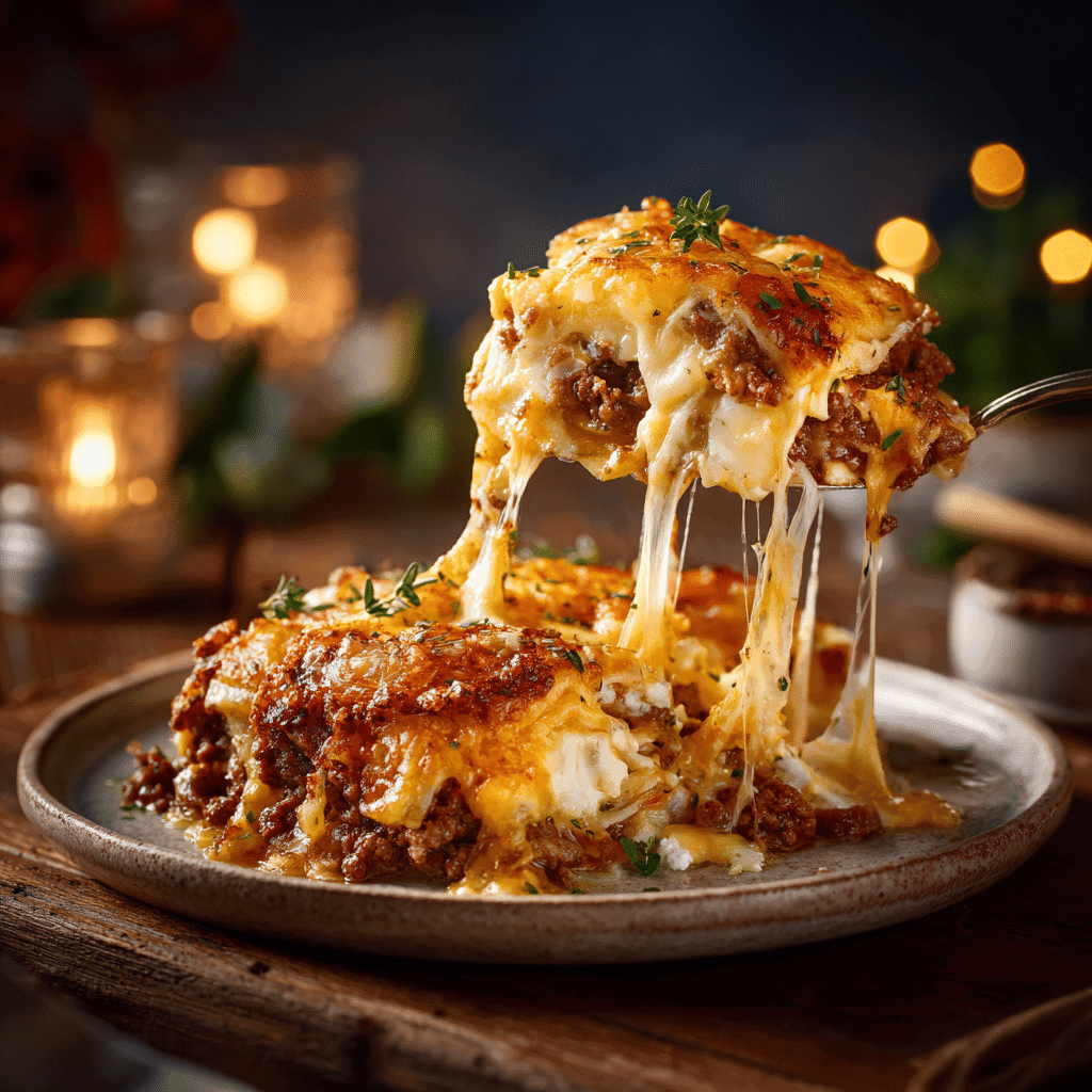 Serving Simple 5 Ingredient Beef and Cheese Bake