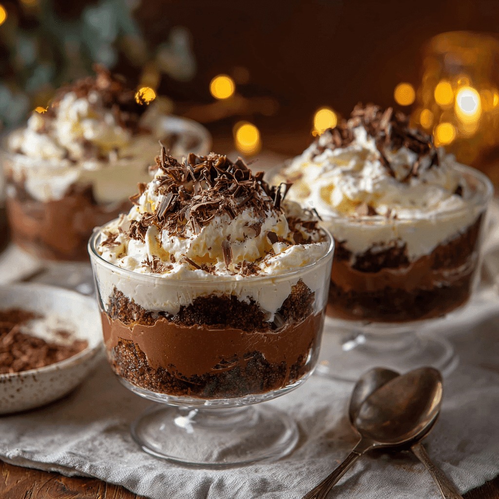 Serving Chocolate Angel Food Cake Layered Dessert
