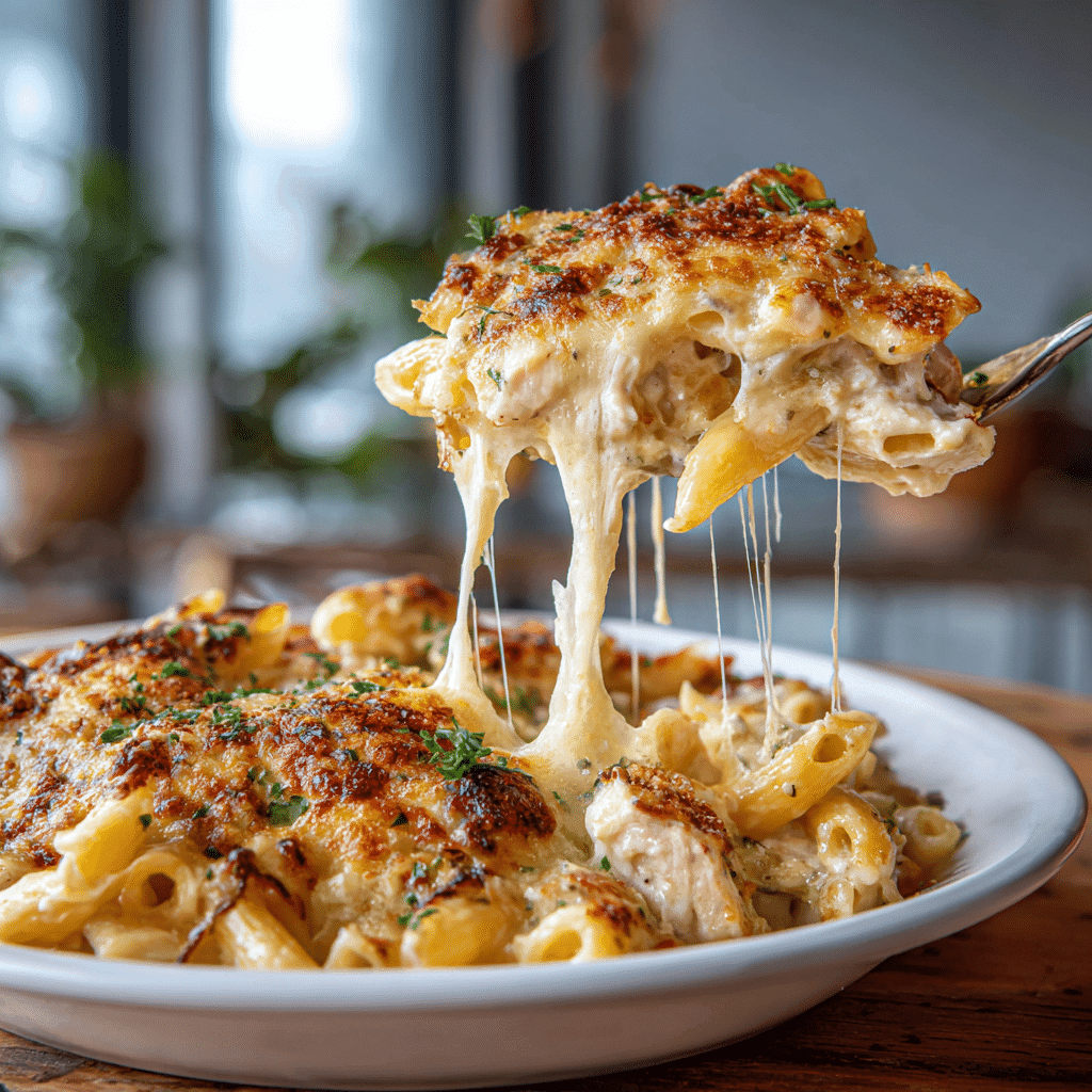 serving 5 Ingredient Chicken Alfredo Bake