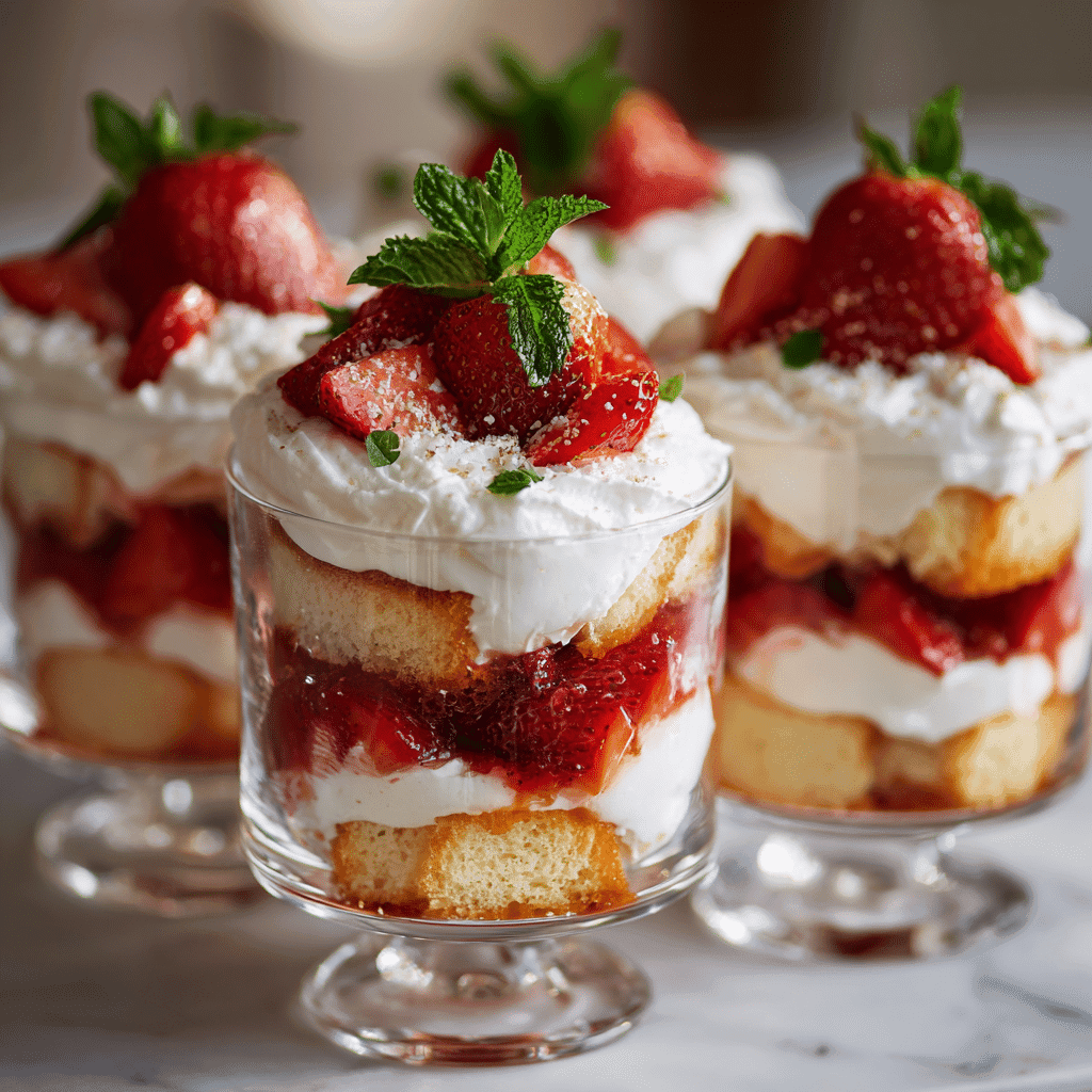 Serving Strawberry Pound Cake Trifle with Whipped Cream