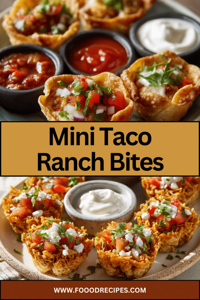 Mini Taco Ranch Bites with Ground Beef served with dips and fresh toppings