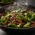 5 Ingredient Beef and Broccoli Stir Fry plated fresh