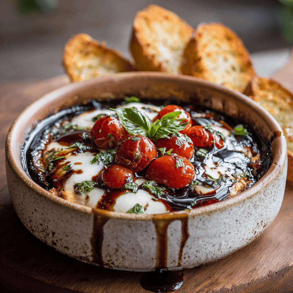 Easy Caprese Dip with Balsamic Glaze fresh appetizer