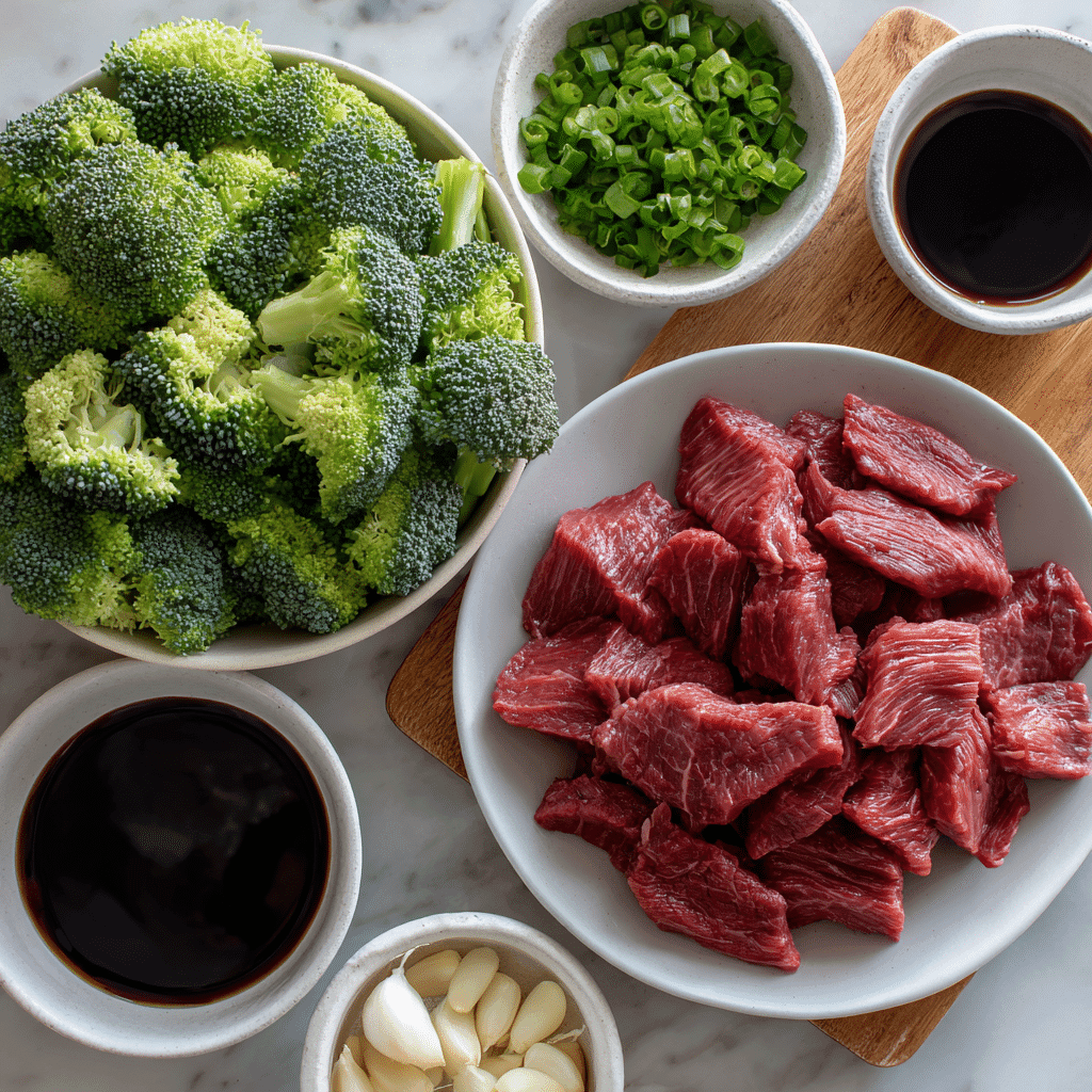 ingredients for 5 Ingredient Beef and Broccoli Stir Fry