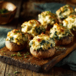 Spinach artichoke stuffed mushrooms appetizer
