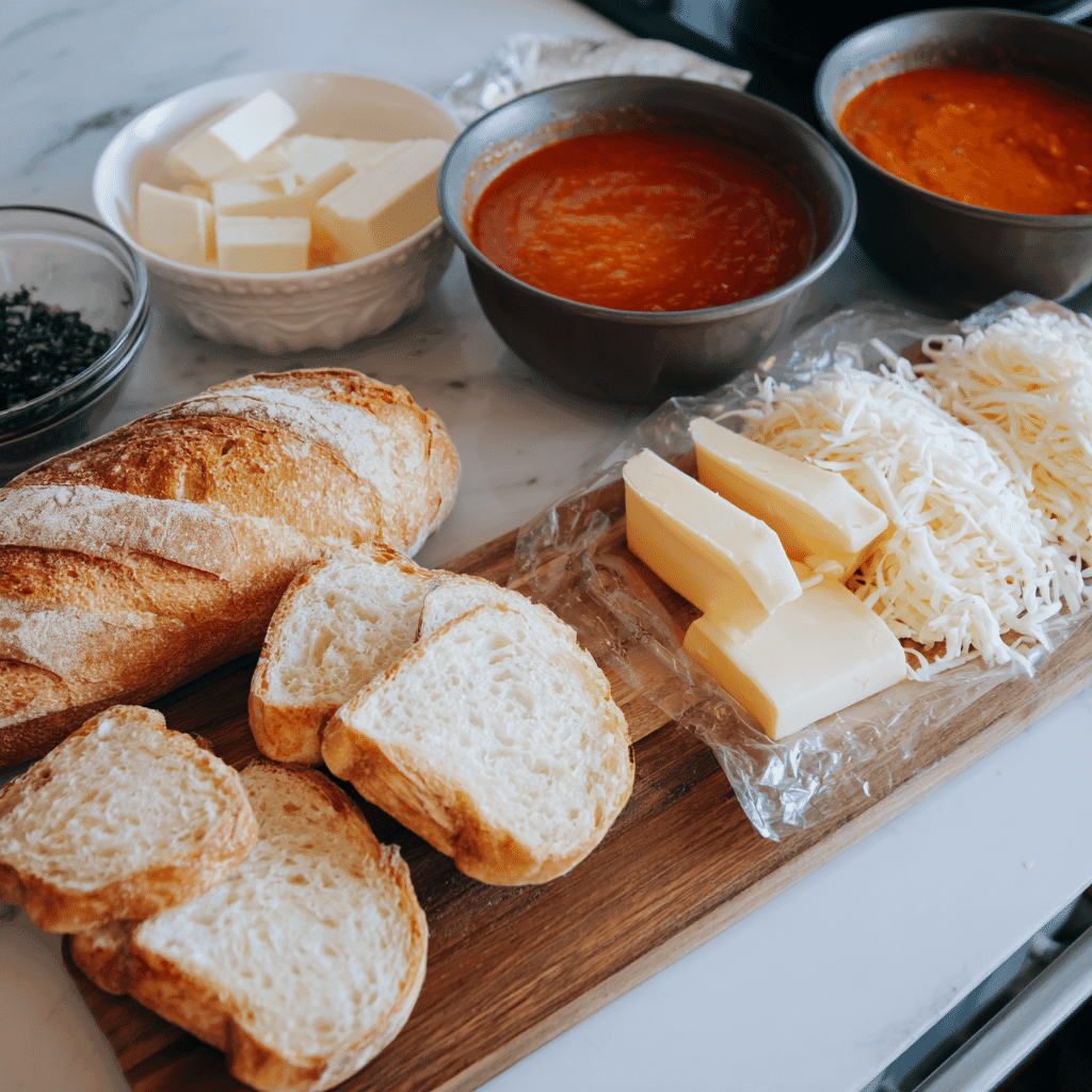 Ingredients for Mini Grilled Cheese with Tomato Soup Dip