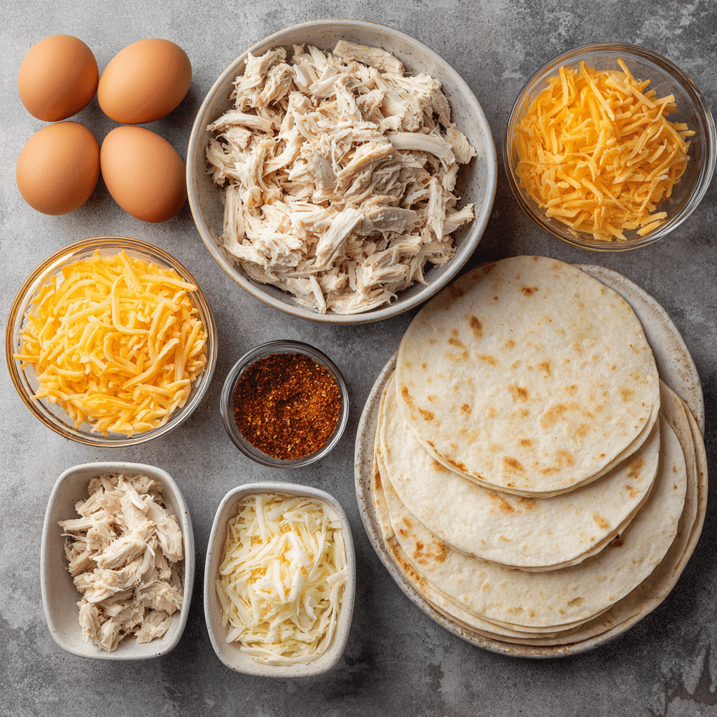 Ingredients for Mini Chicken Quesadilla Bites
