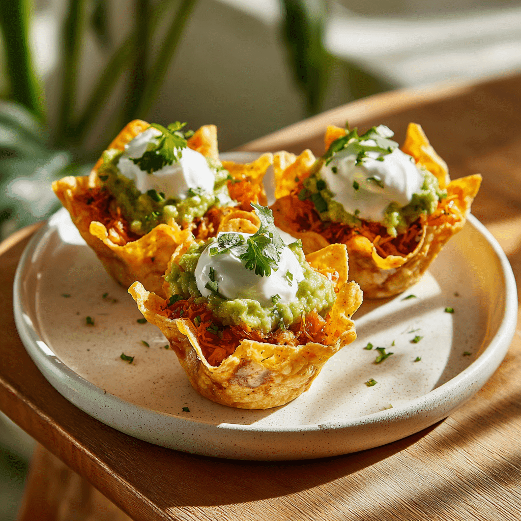 Serving Loaded Nacho Cups (Oven Baked)
