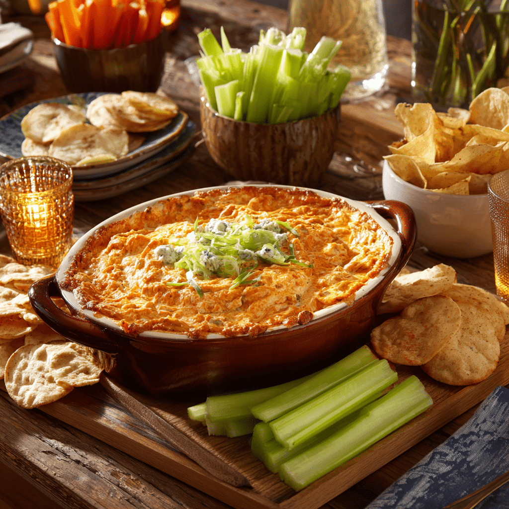 Serving buffalo chicken dip