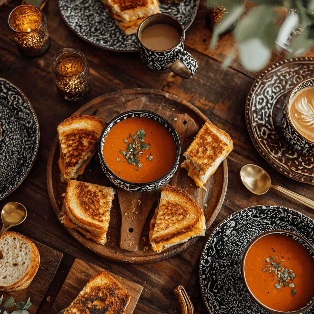 Serving Mini Grilled Cheese with Tomato Soup Dip