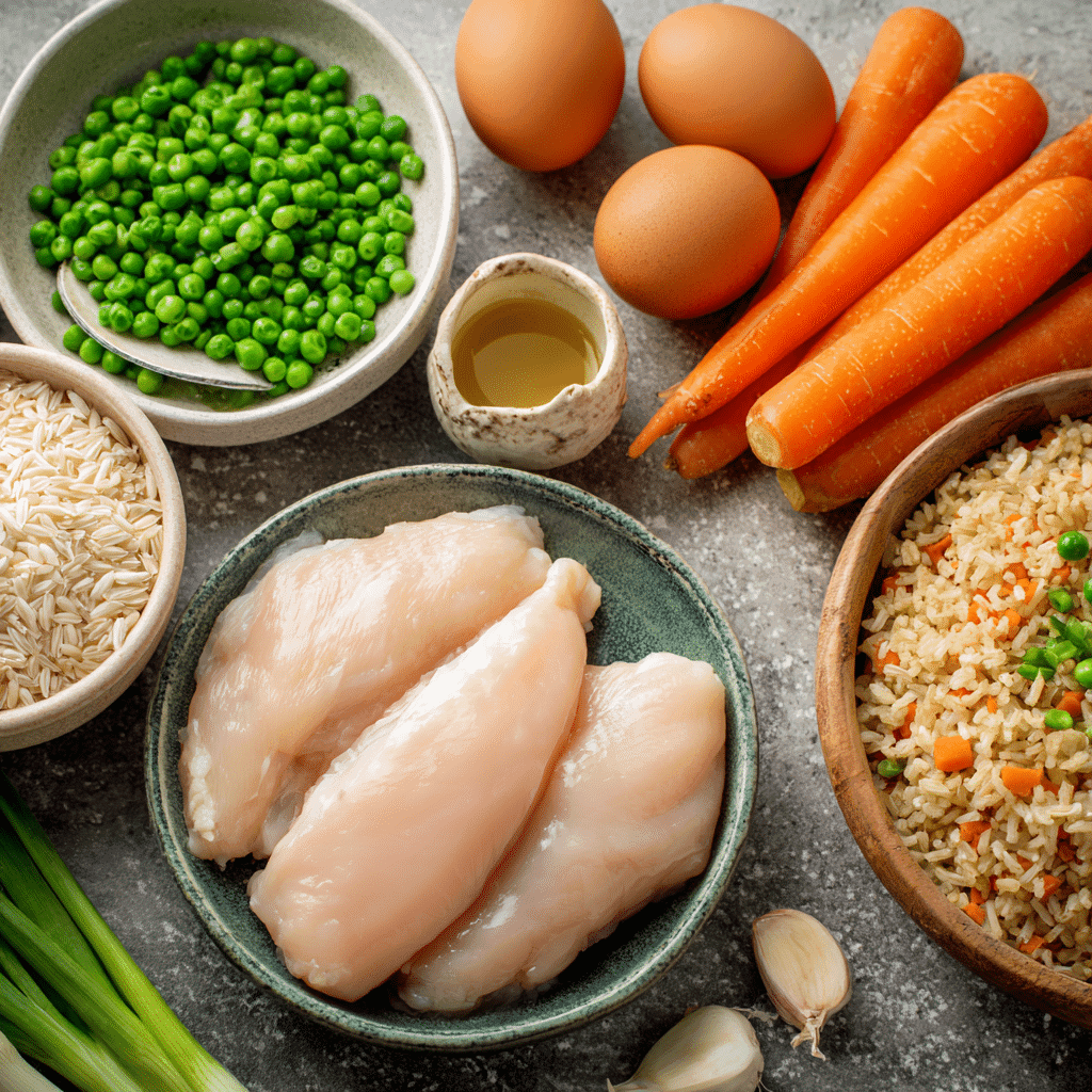 ingredients for low calorie fried rice with chicken
