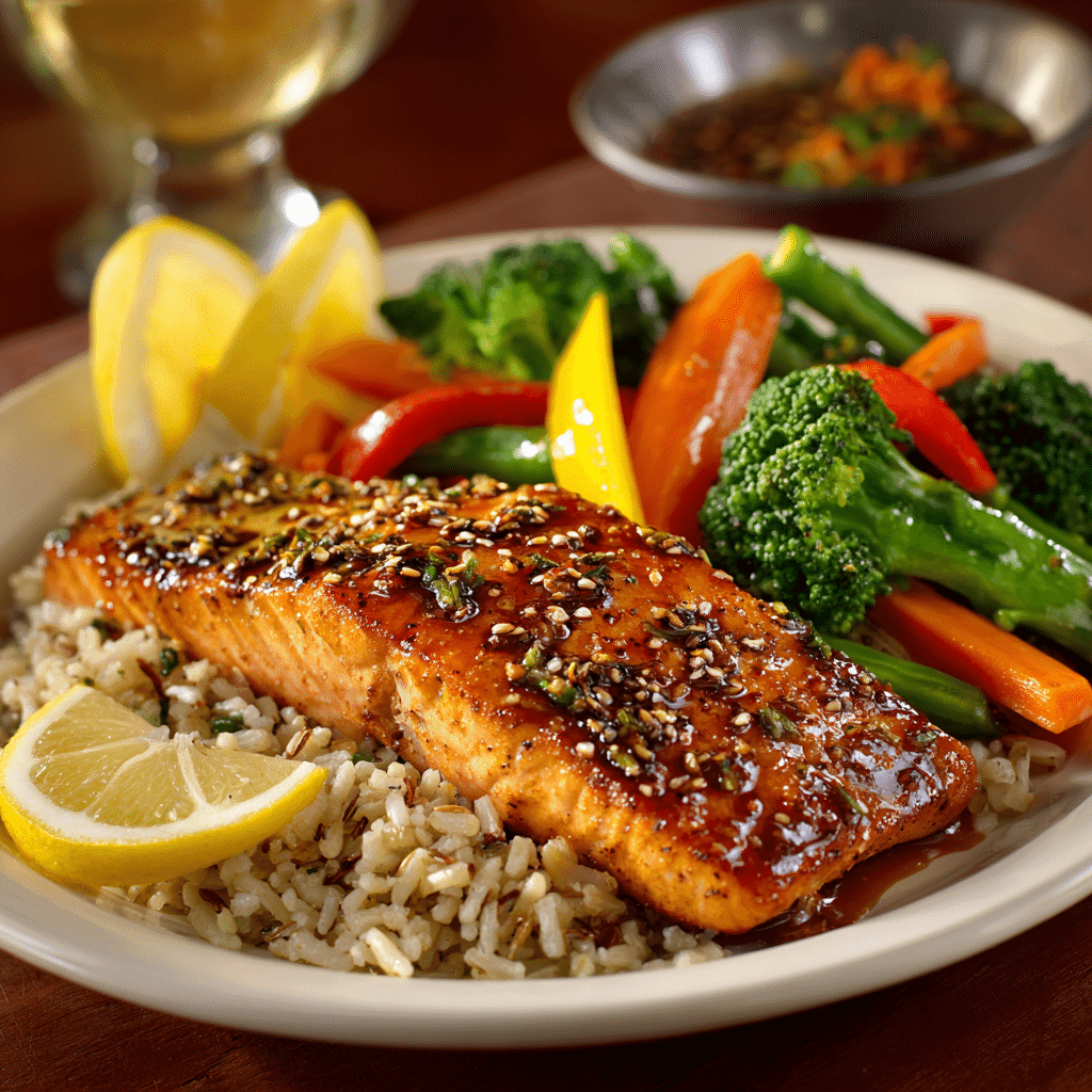 Serving High Protein Honey Garlic Salmon